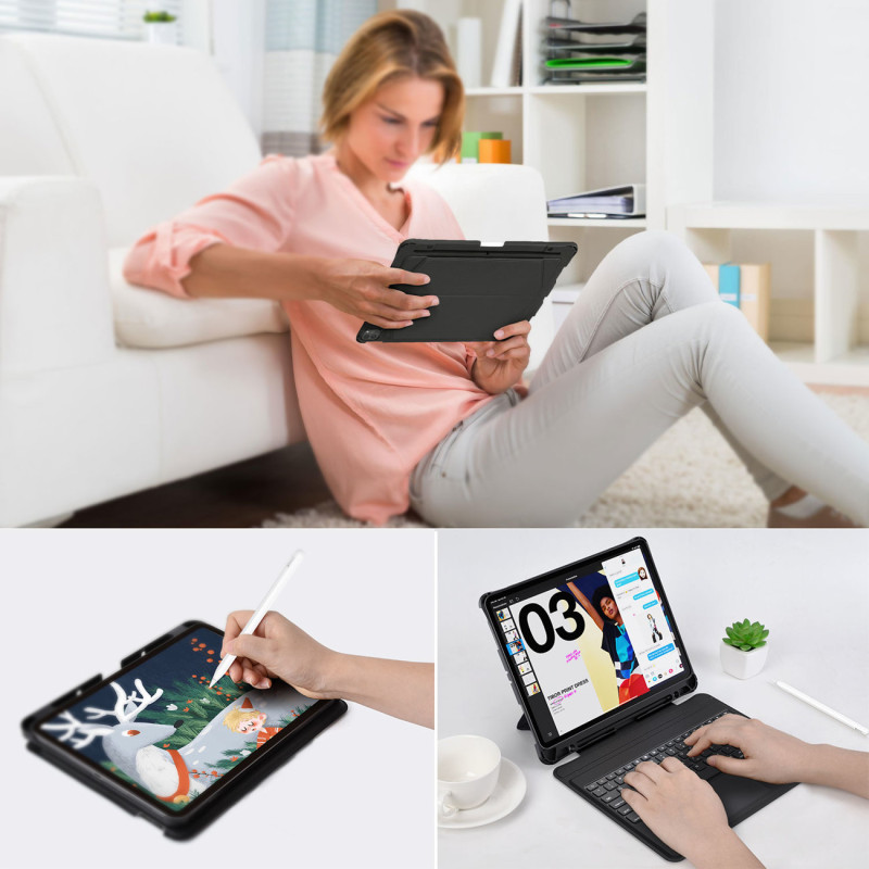 Klaviatūros dėklas, skirtas iPad Pro 12,9" + juoda belaidė Bluetooth klaviatūra