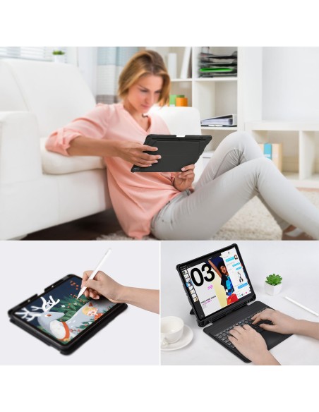 Klaviatūros dėklas, skirtas iPad Pro 12,9" + juoda belaidė Bluetooth klaviatūra Klaviatūros dėklas, skirtas iPad Pro 12,9" + juoda belaidė Bluetooth klaviatūra