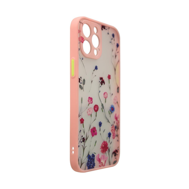 Dizainas iPhone 12 Pro dėklas, rožinės spalvos gėlėtas dangtelis