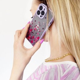 Dizainas iPhone 12 Pro dėklas, rožinės spalvos gėlėtas dangtelis
