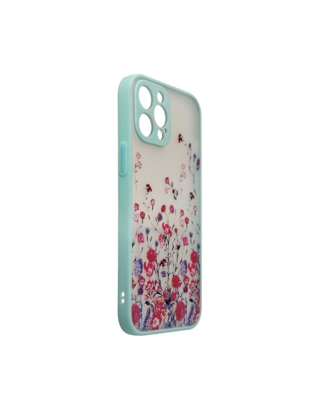 Design Case dėklas iPhone 12 Pro, dangtelis su gėlėmis, šviesiai žalias