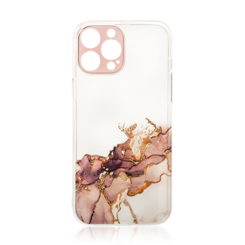 Marble Case dėklas, skirtas iPhone 12 Pro, gelinis dangtelis, marmurinis rudas