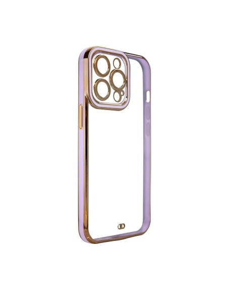 Fashion Case dėklas, skirtas iPhone 12 Pro, gelinis dangtelis su auksiniu rėmeliu, violetinė Fashion Case dėklas, skirtas iPhone 12 Pro, gelinis dangtelis su auksiniu rėmeliu, violetinė