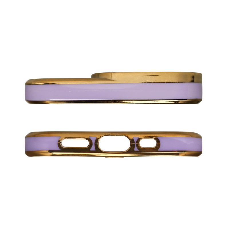 Fashion Case dėklas, skirtas iPhone 12 Pro, gelinis dangtelis su auksiniu rėmeliu, violetinė