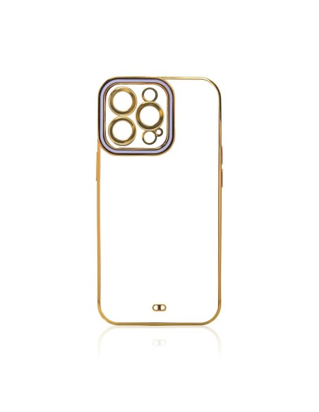 Fashion Case dėklas, skirtas iPhone 12 Pro, gelinis dangtelis su auksiniu rėmeliu, violetinė Fashion Case dėklas, skirtas iPhone 12 Pro, gelinis dangtelis su auksiniu rėmeliu, violetinė