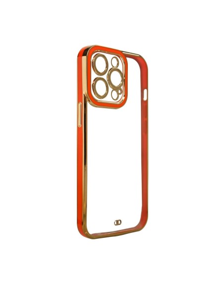 Fashion Case dėklas, skirtas iPhone 12 Pro, gelinis dangtelis su auksiniu rėmeliu, raudonas