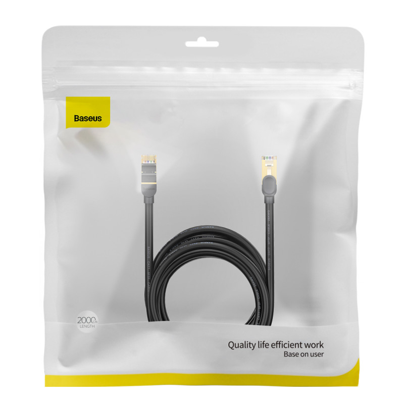 Baseus Speed Seven greitas RJ45 tinklo kabelis 10Gbps 20m juodas (WKJS010901)