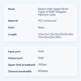 Baseus Speed Seven greitas RJ45 tinklo kabelis 10Gbps 20m juodas (WKJS010901)