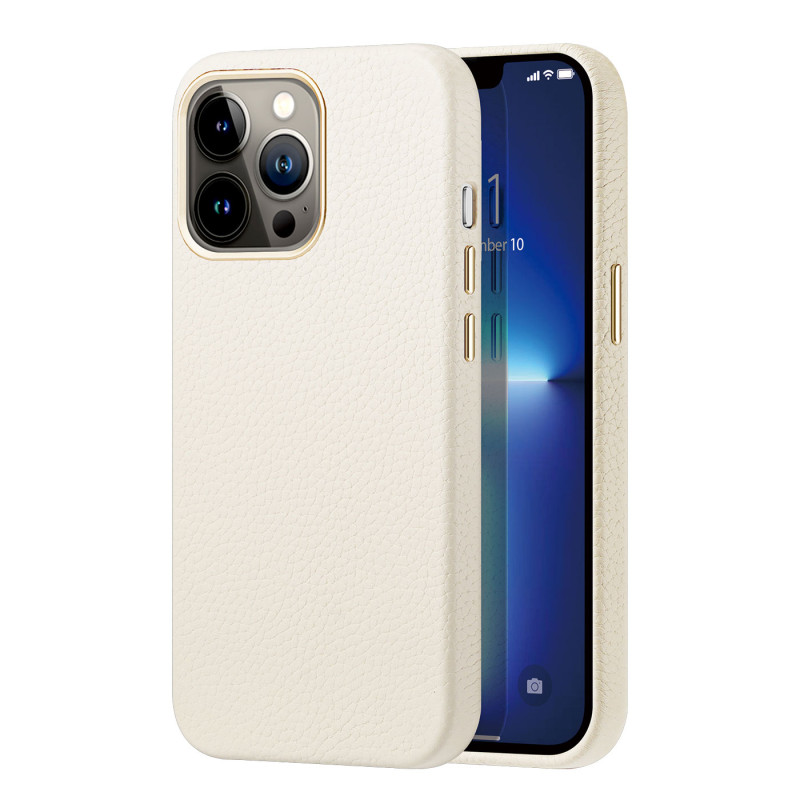 Dux Ducis Roma odinis dėklas iPhone 13 Pro, elegantiškas dangtelis iš natūralios baltos odos Dux Ducis Roma odinis dėklas iPhone 13 Pro, elegantiškas dangtelis iš natūralios baltos odos
