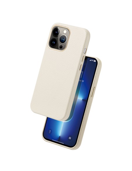 Dux Ducis Roma odinis dėklas iPhone 13 Pro, elegantiškas dangtelis iš natūralios baltos odos Dux Ducis Roma odinis dėklas iPhone 13 Pro, elegantiškas dangtelis iš natūralios baltos odos