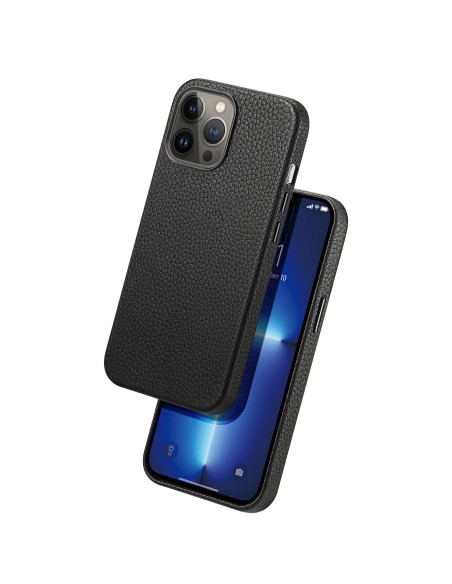 Dux Ducis Roma odinis dėklas iPhone 13 Pro Max elegantiškas dangtelis pagamintas iš natūralios odos juodos spalvos Dux Ducis Roma odinis dėklas iPhone 13 Pro Max elegantiškas dangtelis pagamintas iš natūralios odos juodos spalvos