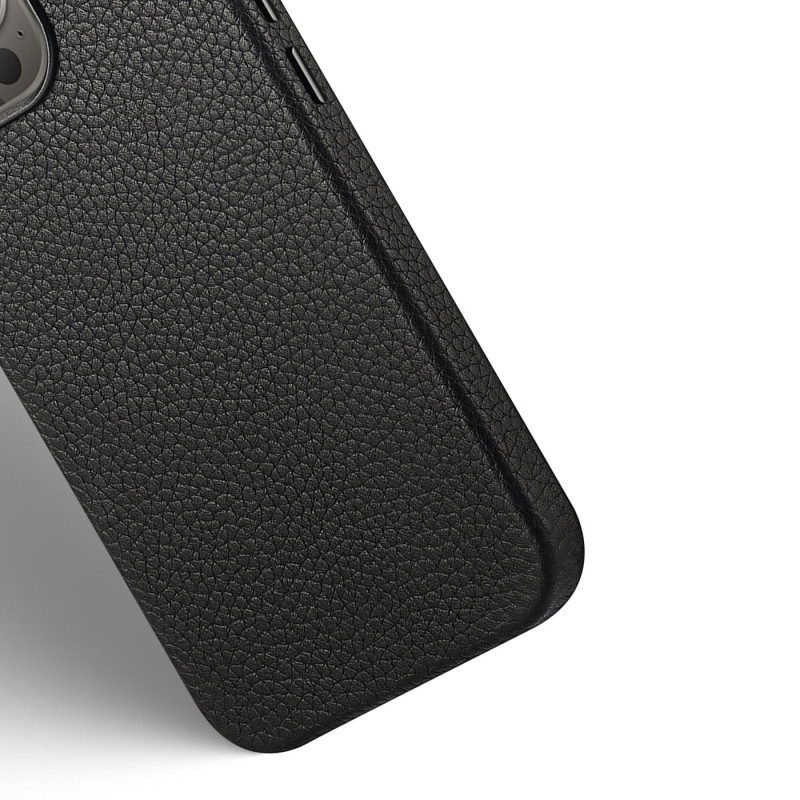 Dux Ducis Roma odinis dėklas iPhone 13 Pro Max elegantiškas dangtelis pagamintas iš natūralios odos juodos spalvos
