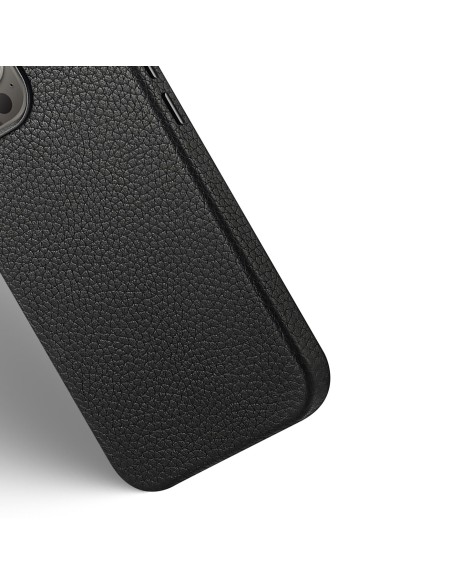 Dux Ducis Roma odinis dėklas iPhone 13 Pro Max elegantiškas dangtelis pagamintas iš natūralios odos juodos spalvos Dux Ducis Roma odinis dėklas iPhone 13 Pro Max elegantiškas dangtelis pagamintas iš natūralios odos juodos spalvos
