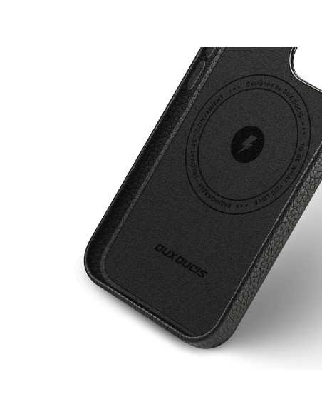 Dux Ducis Roma odinis dėklas iPhone 13 Pro Max elegantiškas dangtelis pagamintas iš natūralios odos juodos spalvos Dux Ducis Roma odinis dėklas iPhone 13 Pro Max elegantiškas dangtelis pagamintas iš natūralios odos juodos spalvos