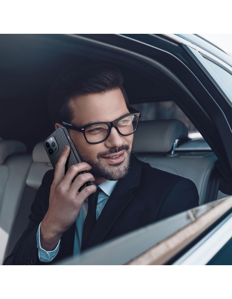 Dux Ducis Roma odinis dėklas iPhone 13 Pro Max elegantiškas dangtelis pagamintas iš natūralios odos juodos spalvos Dux Ducis Roma odinis dėklas iPhone 13 Pro Max elegantiškas dangtelis pagamintas iš natūralios odos juodos spalvos