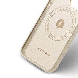 Dux Ducis Roma odinis dėklas iPhone 13 Pro Max elegantiškas dangtelis pagamintas iš natūralios odos baltos spalvos