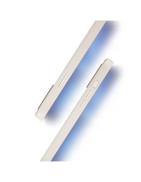 Dux Ducis Roma odinis dėklas iPhone 13 Pro Max elegantiškas dangtelis pagamintas iš natūralios odos baltos spalvos