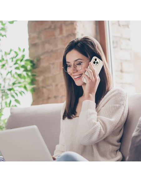 Dux Ducis Roma odinis dėklas iPhone 13 Pro Max elegantiškas dangtelis pagamintas iš natūralios odos baltos spalvos