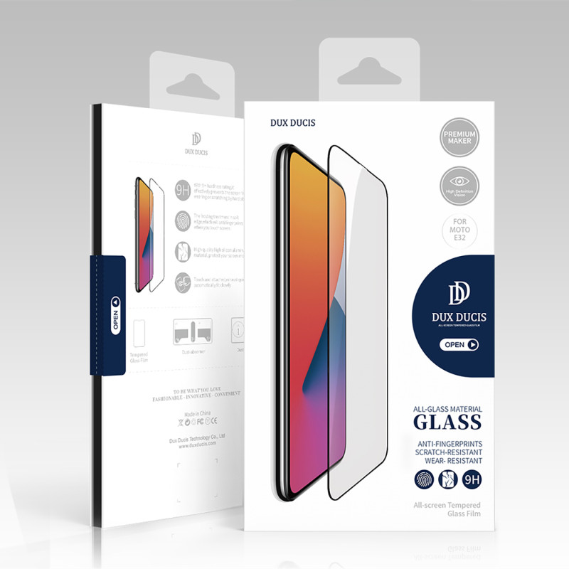 Dux Ducis 10D grūdintas stiklas, patvarus 9H grūdintas stiklas visam ekranui su rėmeliu Motorola Moto E32 juodas (tinka ...