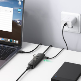 Ugreen USB HUB skirstytuvas Type A – 4x USB 3.2 Gen 1 black (CM416 80657)