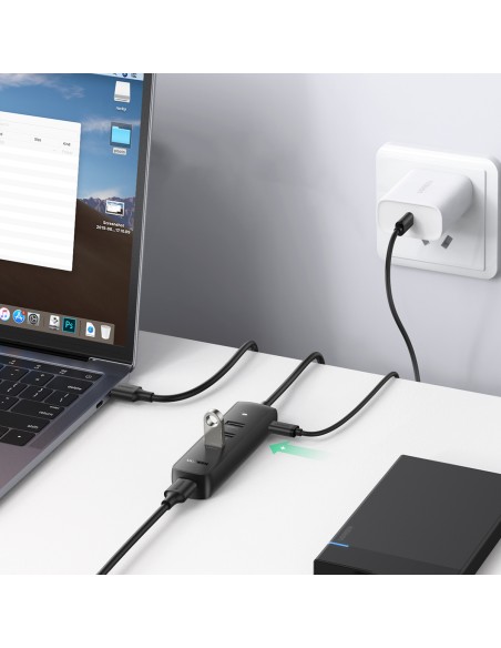 Ugreen USB HUB skirstytuvas Type A – 4x USB 3.2 Gen 1 black (CM416 80657)