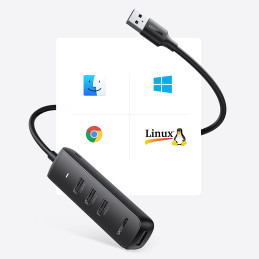 Ugreen USB HUB skirstytuvas Type A – 4x USB 3.2 Gen 1 black (CM416 80657)
