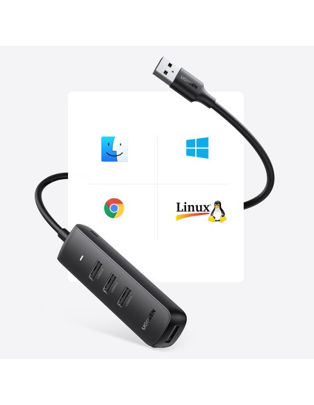 Ugreen USB HUB skirstytuvas Type A – 4x USB 3.2 Gen 1 black (CM416 80657)