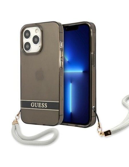 Guess Translucent Strap dėklas, skirtas iPhone 13 Pro / iPhone 13 - juodas Guess Translucent Strap dėklas, skirtas iPhone 13 Pro / iPhone 13 - juodas