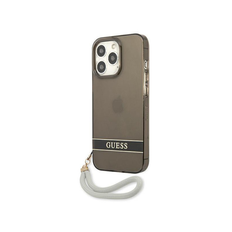 Guess Translucent Strap dėklas, skirtas iPhone 13 Pro / iPhone 13 - juodas
