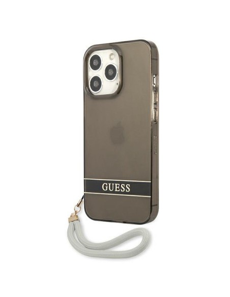 Guess Translucent Strap dėklas, skirtas iPhone 13 Pro / iPhone 13 - juodas Guess Translucent Strap dėklas, skirtas iPhone 13 Pro / iPhone 13 - juodas