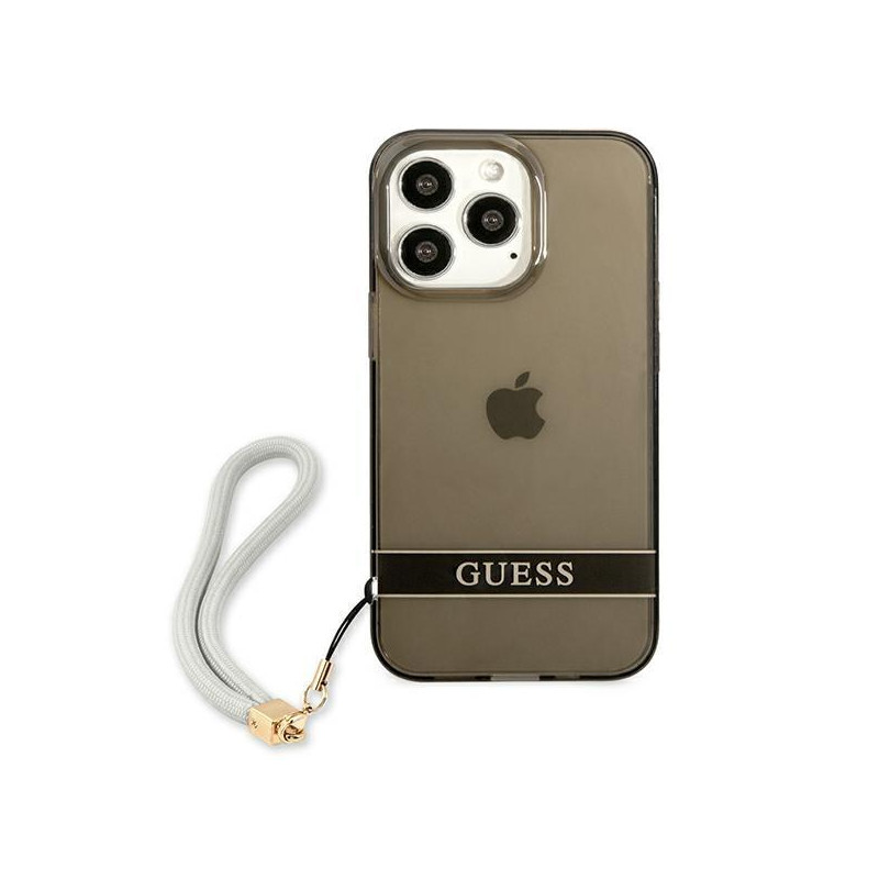 Guess Translucent Strap dėklas, skirtas iPhone 13 Pro / iPhone 13 - juodas