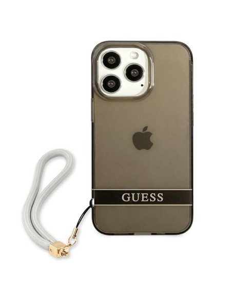 Guess Translucent Strap dėklas, skirtas iPhone 13 Pro / iPhone 13 - juodas Guess Translucent Strap dėklas, skirtas iPhone 13 Pro / iPhone 13 - juodas