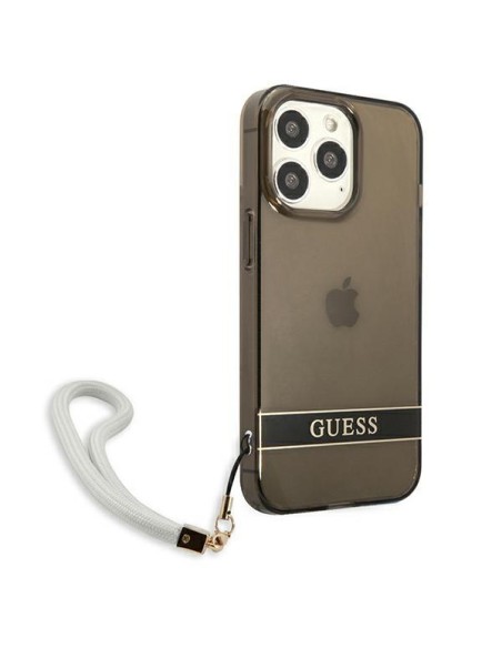 Guess Translucent Strap dėklas, skirtas iPhone 13 Pro / iPhone 13 - juodas Guess Translucent Strap dėklas, skirtas iPhone 13 Pro / iPhone 13 - juodas
