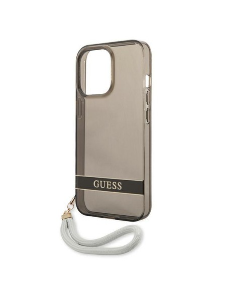 Guess Translucent Strap dėklas, skirtas iPhone 13 Pro / iPhone 13 - juodas Guess Translucent Strap dėklas, skirtas iPhone 13 Pro / iPhone 13 - juodas