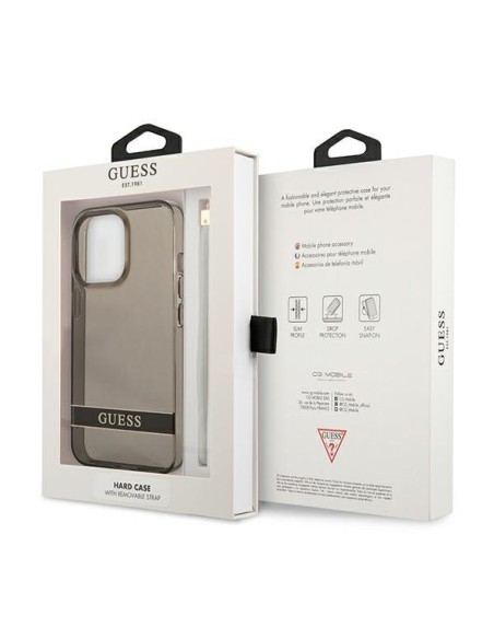 Guess Translucent Strap dėklas, skirtas iPhone 13 Pro / iPhone 13 - juodas Guess Translucent Strap dėklas, skirtas iPhone 13 Pro / iPhone 13 - juodas
