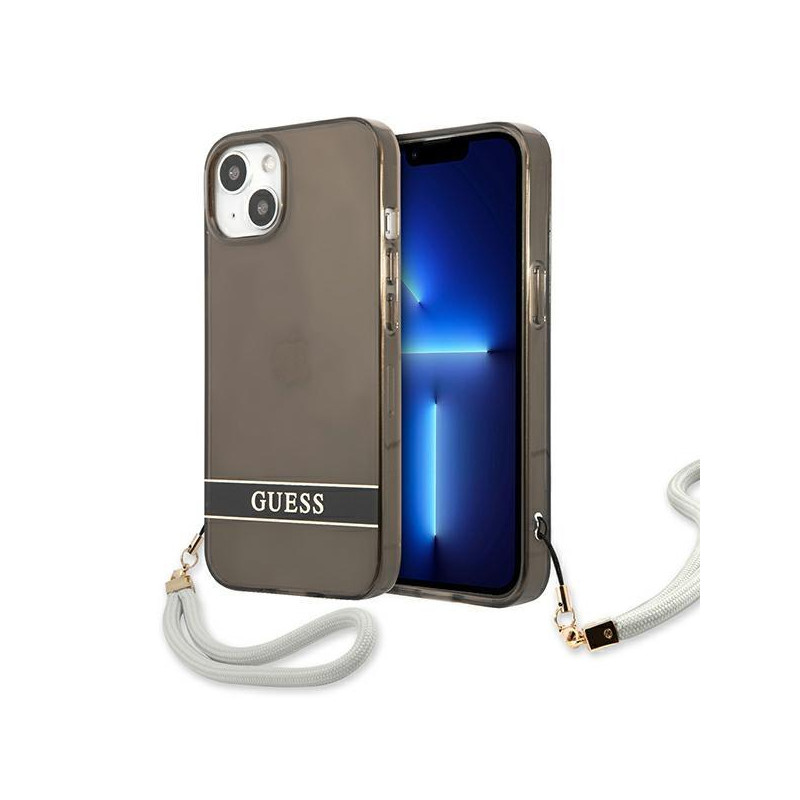 Guess Translucent Strap dėklas iPhone 13 mini - juodas Guess Translucent Strap dėklas iPhone 13 mini - juodas