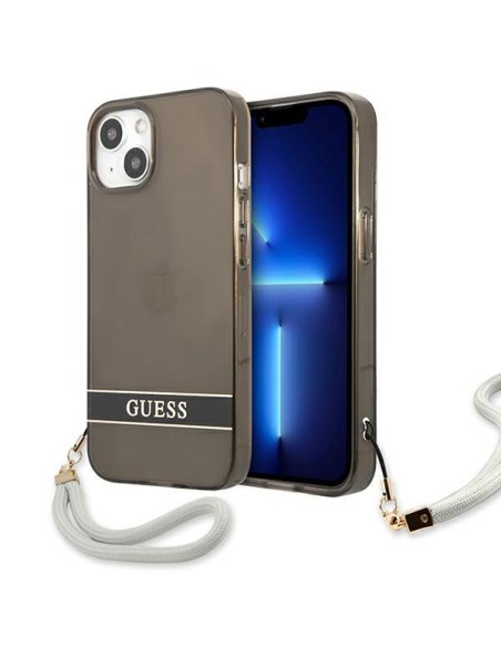 Guess Translucent Strap dėklas iPhone 13 mini - juodas Guess Translucent Strap dėklas iPhone 13 mini - juodas