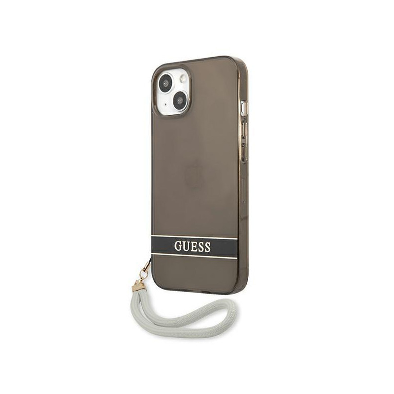 Guess Translucent Strap dėklas iPhone 13 mini - juodas