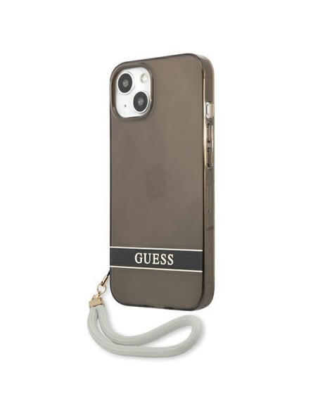 Guess Translucent Strap dėklas iPhone 13 mini - juodas Guess Translucent Strap dėklas iPhone 13 mini - juodas