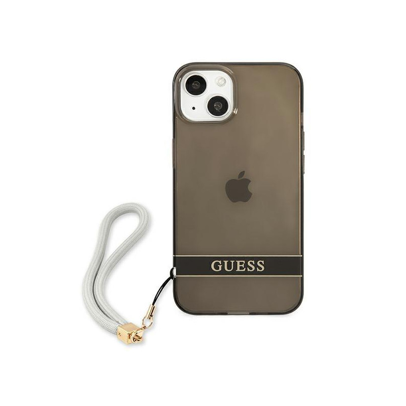 Guess Translucent Strap dėklas iPhone 13 mini - juodas