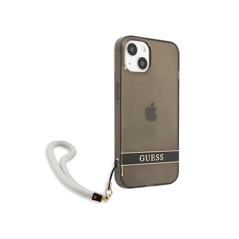 Guess Translucent Strap dėklas iPhone 13 mini - juodas