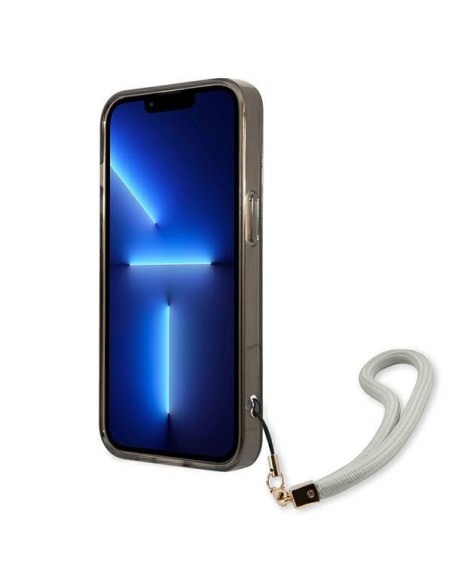 Guess Translucent Strap dėklas iPhone 13 mini - juodas Guess Translucent Strap dėklas iPhone 13 mini - juodas