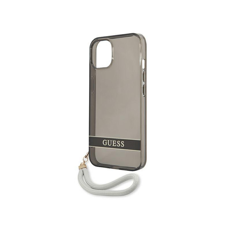 Guess Translucent Strap dėklas iPhone 13 mini - juodas