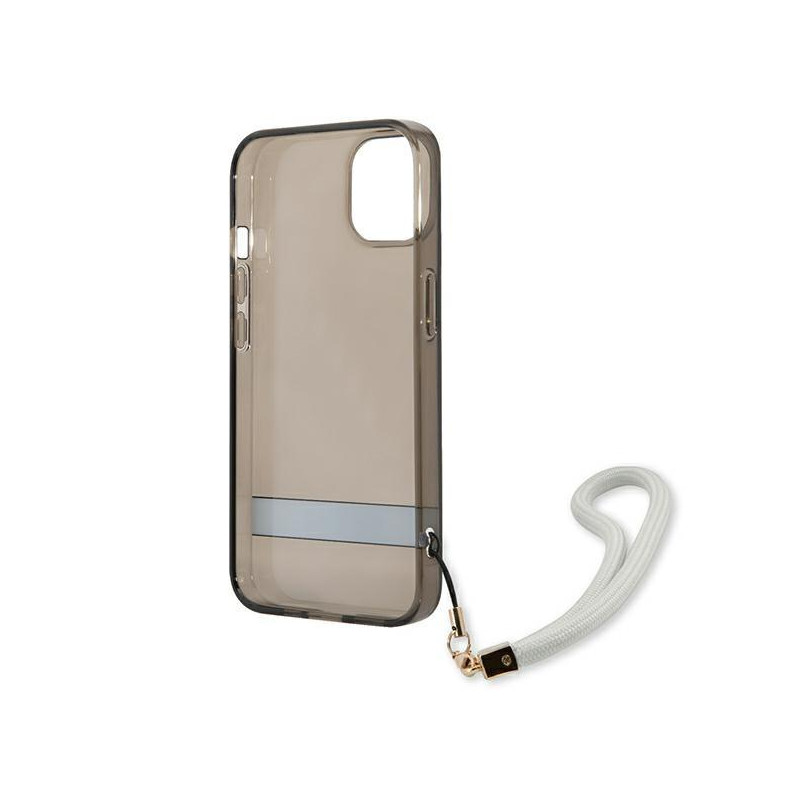 Guess Translucent Strap dėklas iPhone 13 mini - juodas