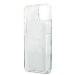 Guess Flower Liquid Glitter dėklas iPhone 13 mini - žalias