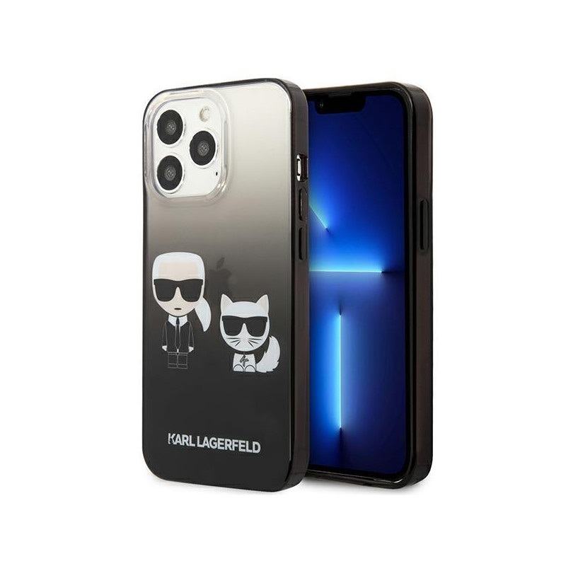 Karl Lagerfeld Gradient Ikonik Karl&Choupette dėklas, skirtas iPhone 13 Pro / iPhone 13 - juodas Karl Lagerfeld Gradient Ikonik Karl&Choupette dėklas, skirtas iPhone 13 Pro / iPhone 13 - juodas