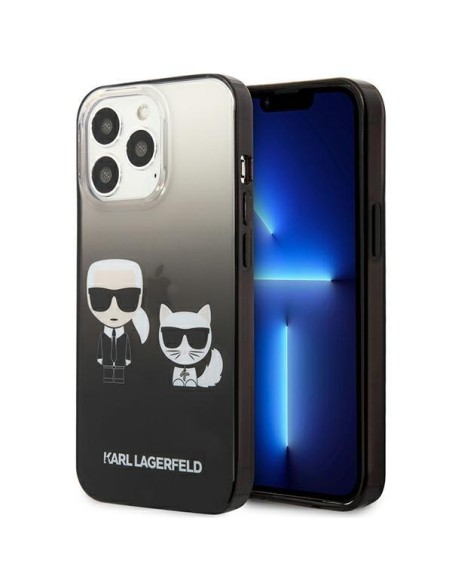 Karl Lagerfeld Gradient Ikonik Karl&Choupette dėklas, skirtas iPhone 13 Pro / iPhone 13 - juodas Karl Lagerfeld Gradient Ikonik Karl&Choupette dėklas, skirtas iPhone 13 Pro / iPhone 13 - juodas