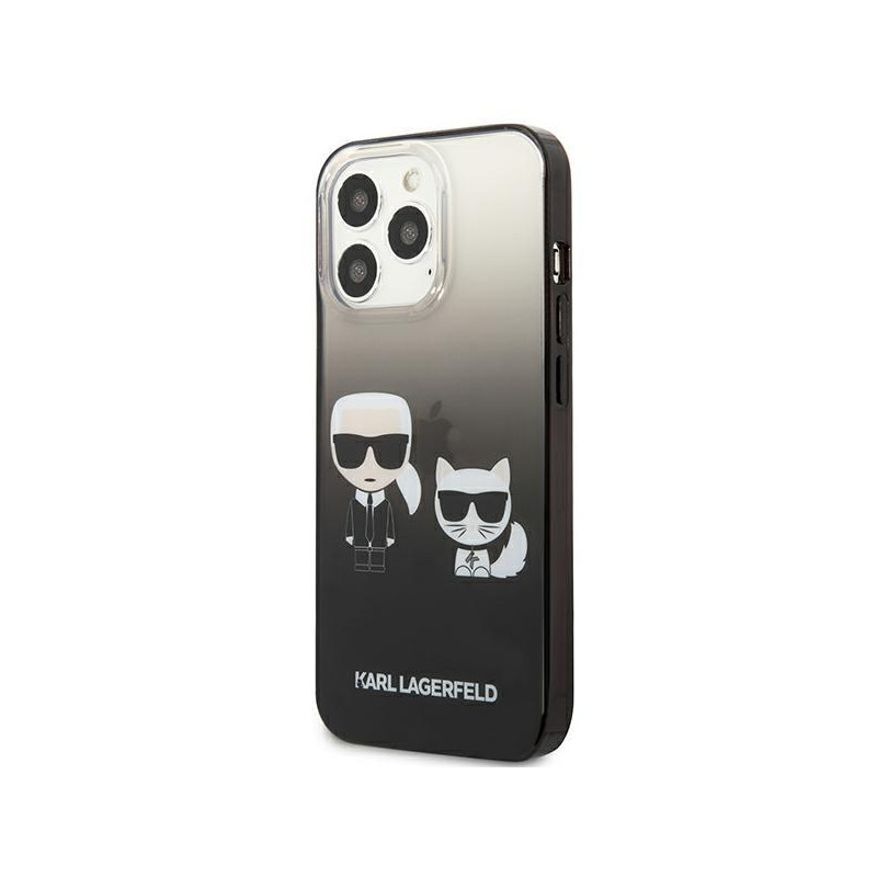 Karl Lagerfeld Gradient Ikonik Karl&Choupette dėklas, skirtas iPhone 13 Pro / iPhone 13 - juodas