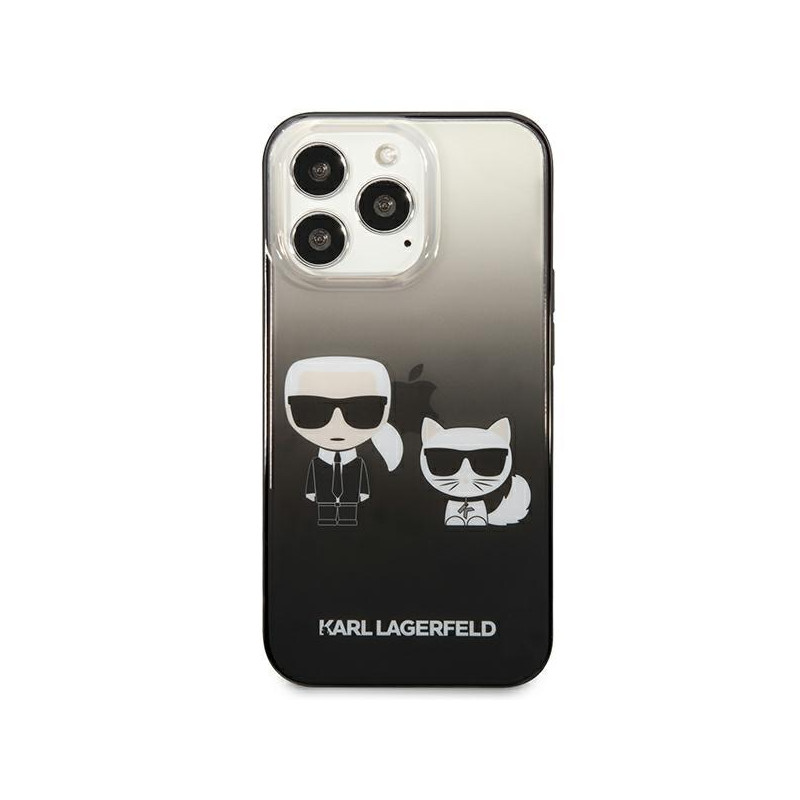 Karl Lagerfeld Gradient Ikonik Karl&Choupette dėklas, skirtas iPhone 13 Pro / iPhone 13 - juodas