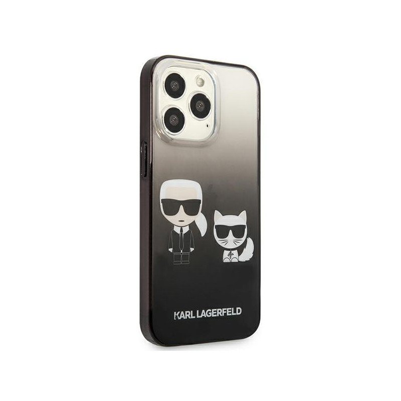 Karl Lagerfeld Gradient Ikonik Karl&Choupette dėklas, skirtas iPhone 13 Pro / iPhone 13 - juodas